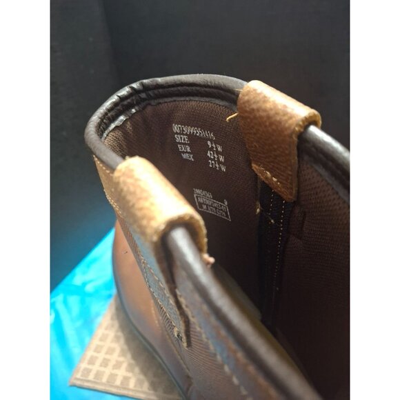 Brahma Mens Size 9.5 W Brown Leather/Manmade Western Pull-On Work Boots. Safety - Picture 5 of 9